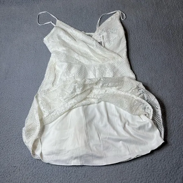 Speechless Dress Juniors XL Cream Lace Ruffled Spaghetti‎ Strap Mini NEW - Image 2