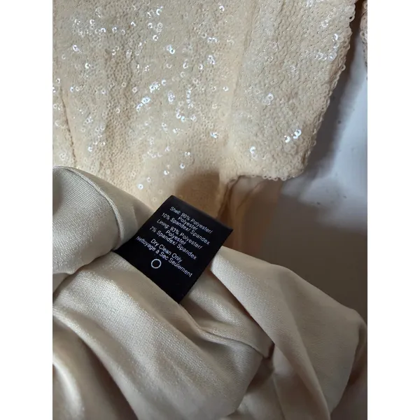Dress the Population Lara Sequin Cutout Maxi Dress Womens XS Tan Cream - Image 11