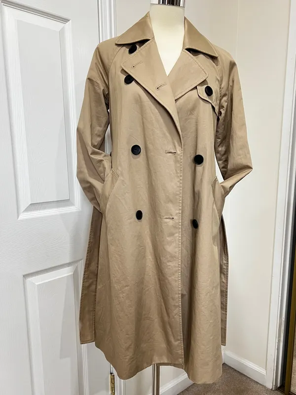 Everlane The Cotton Modern Trench Coat Size XXS Khaki Tan Cornstalk Lined - Image 6