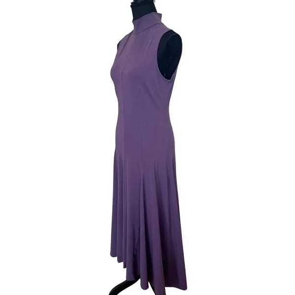 Peter Som Purple Mockneck Midi Dress Medium Cotton Office Work Designer $440 - Image 7