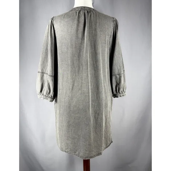 Entro Women's Gray Chambray Tunic‎ Dress Size M Western Chic Prairie Country - Image 6