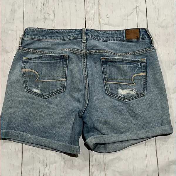 American eagle blue distressed denim shorts - Image 4