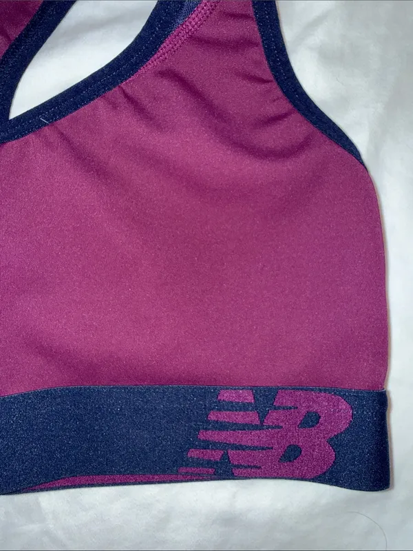 New Balance Plum Navy Racerback Sports Bra yoga gym pullover no pads - Image 2