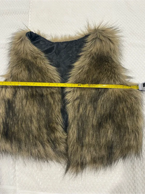 Faux Fur Brown Vest - Women's Cozy Layering Vest - Image 3