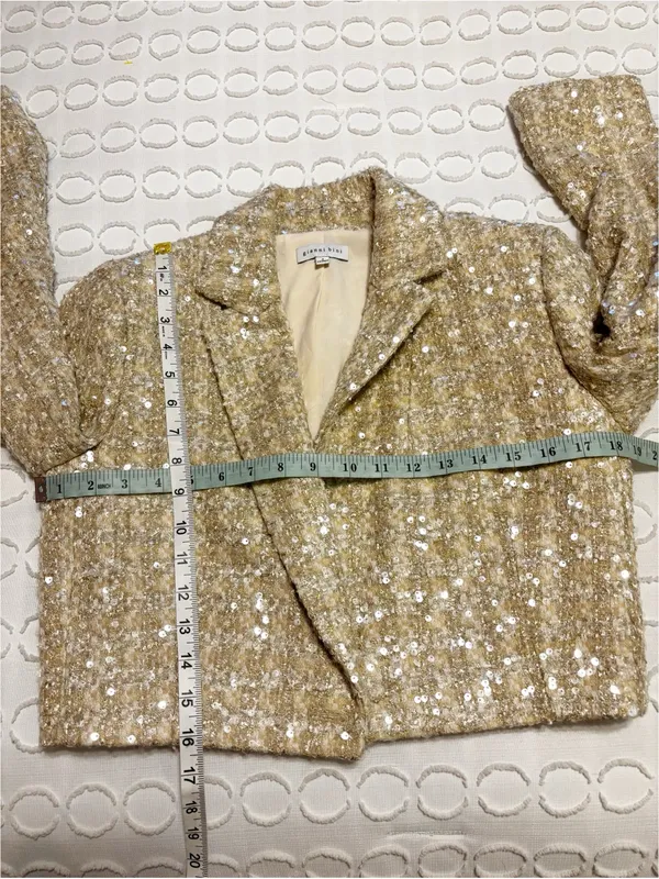 Gianni Bini Sadie Tweed Blazer Champagne Sequin Evening Wear size 4 - Image 5