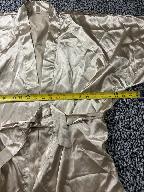 Luxury Gold Silky Satin minimalist getting ready robe with Waist Tie Size L - Image 3