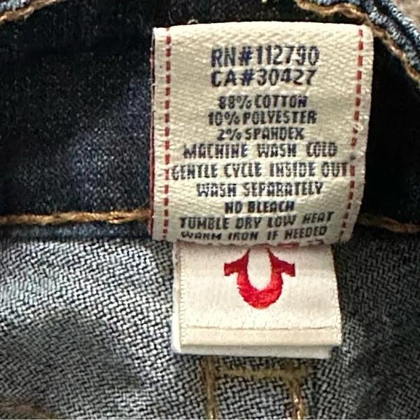 True Religion Denim Vintage Size 25 Dark Blue Wash WC92358QV Candice Flare Jeans - Image 7