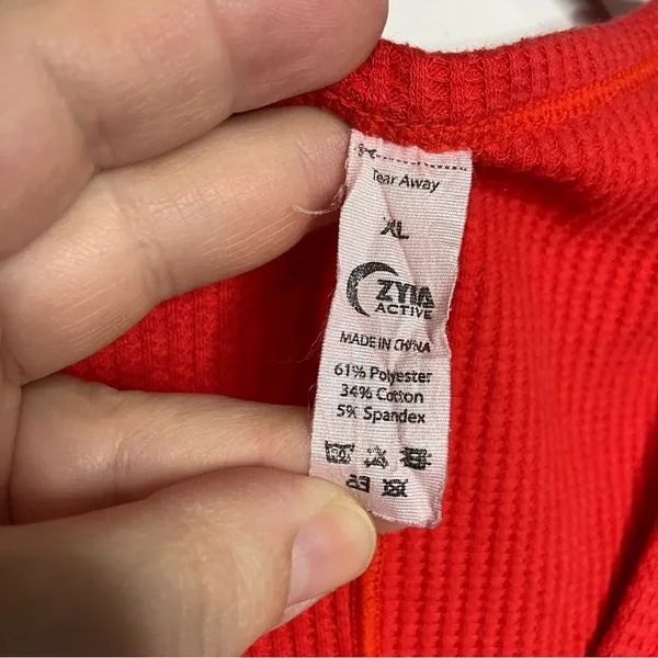ZYIA active red waffle knit top long sleeve size‎ XL - Image 2