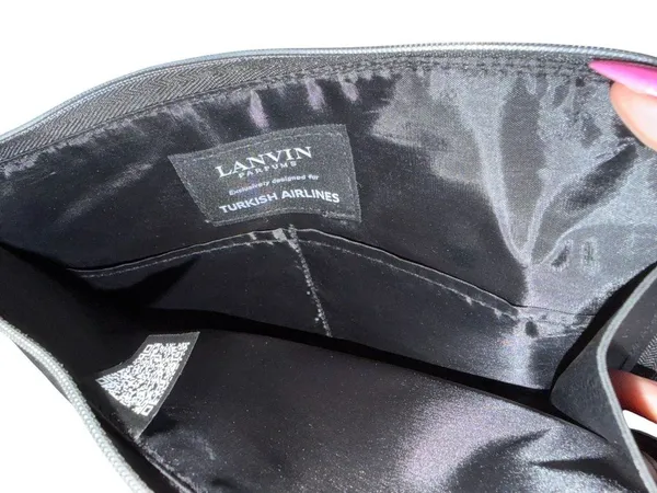 LANVIN Black Patterned Zip Cosmetic Makeup Pouch - Image 3