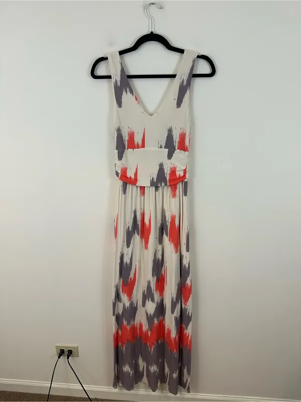 Anthropologie Maeve Sabine Maxi Dress Cream Gray Patterned Small Women's - Image 6