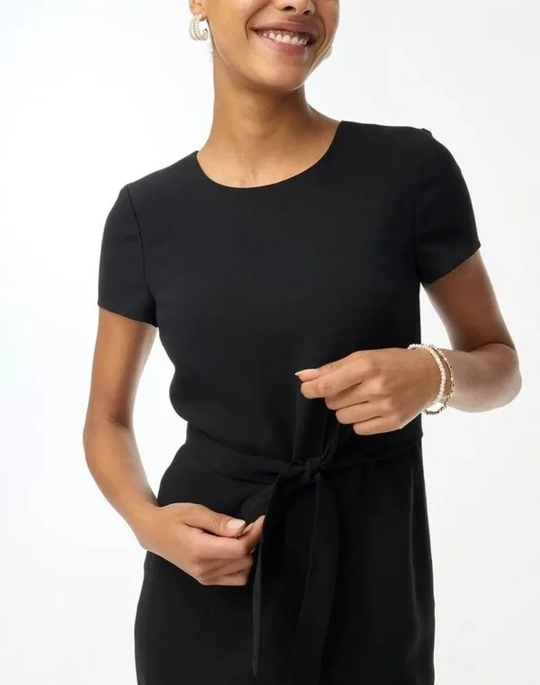 J.Crew Black Short Sleeve Belted Suiting Dress Size 8 - Image 2