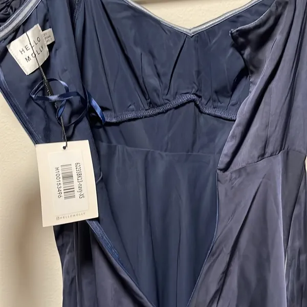 HELLO MOLLY (NWT) Sky Child Ruched Puff Sleeve Maxi Dress Navy, Size XS/2 - Image 12
