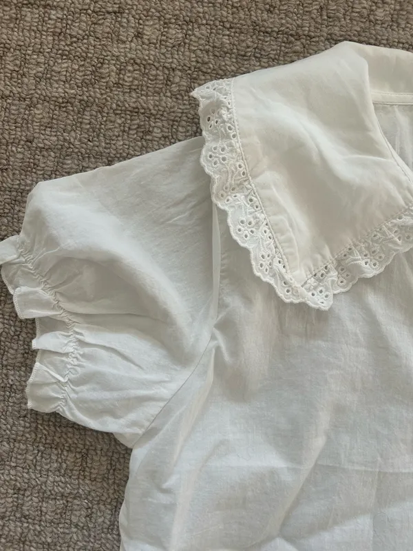 Brandy Melville Peter Pan collar eyelet blouse  - Image 3