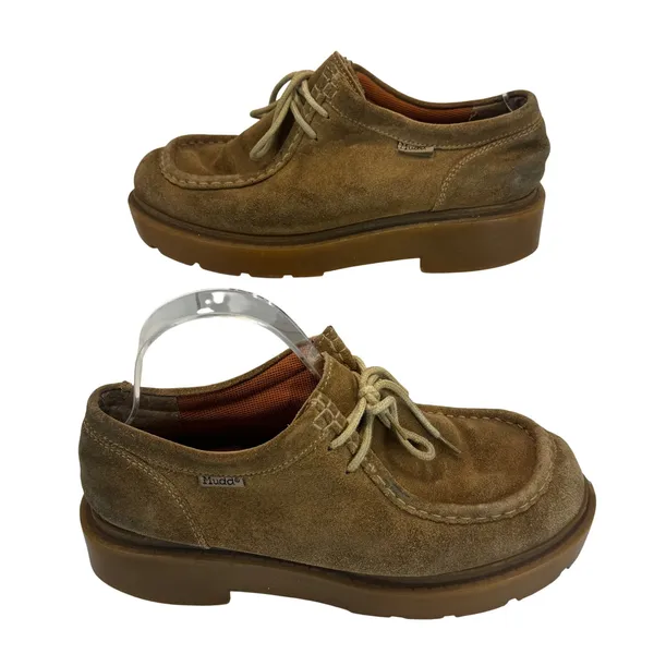 Vtg Mudd Sara 90s Platform Loafers Suede Brown Chunky Lug‎ Shoes 8.5 Academia - Image 11