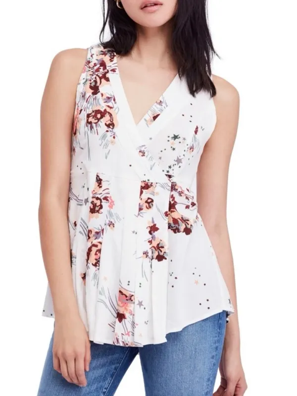 Free People Back To The Basics Floral Tunic Blouse Mini Dress Ivory Size‎ Small - Image 5