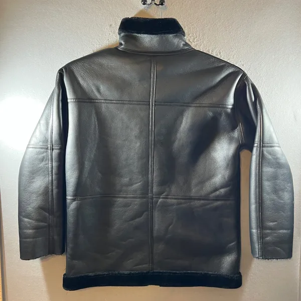 1553‎ | Rebecca Minkoff Vegan Leather Shearling Moto Jacket Black Womens L - Image 2