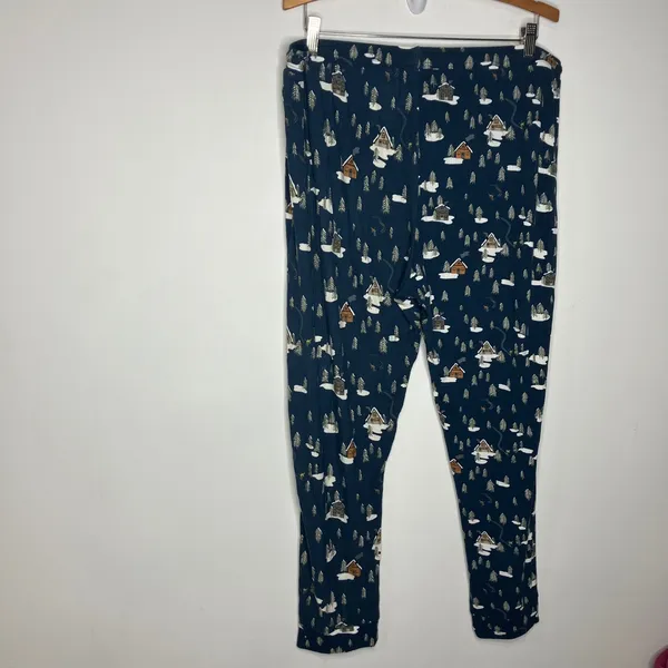 Brave‎ little ones bamboo pajama pants navy blue winter scene women's size XXL - Image 5