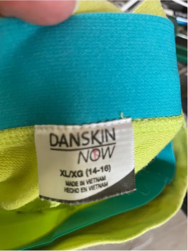 Women's Danskin Now Lime Green Teal Lightning Capri Pants XL - Image 2