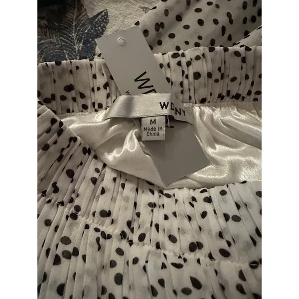 WD·NY White Black Polka Dot Pleated Tiered Midi Maxi Skirt NWT Size M - Image 7