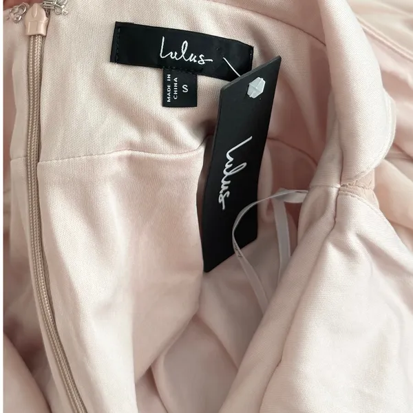 Lulus Heavenly Hues Blush Pink Chiffon Pleated Maxi Dress size Small NWT - Image 3