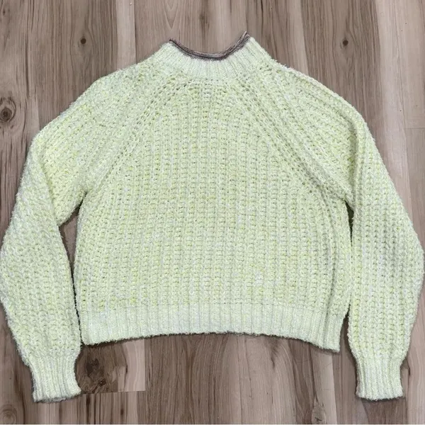Aritzia Wilfred Confetti Chunky Knit Yellow White Sweater Women’s Large - Image 2