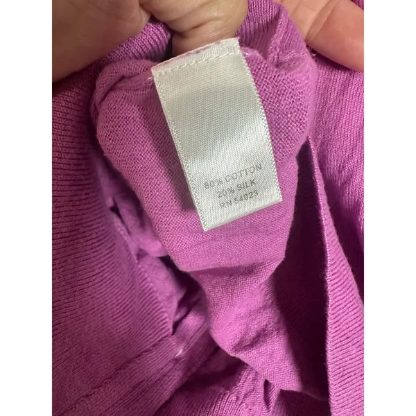 Banana Republic Cardigan Petunia Purple Cotton Silk V-Neck Sweater Size M‎ - Image 6