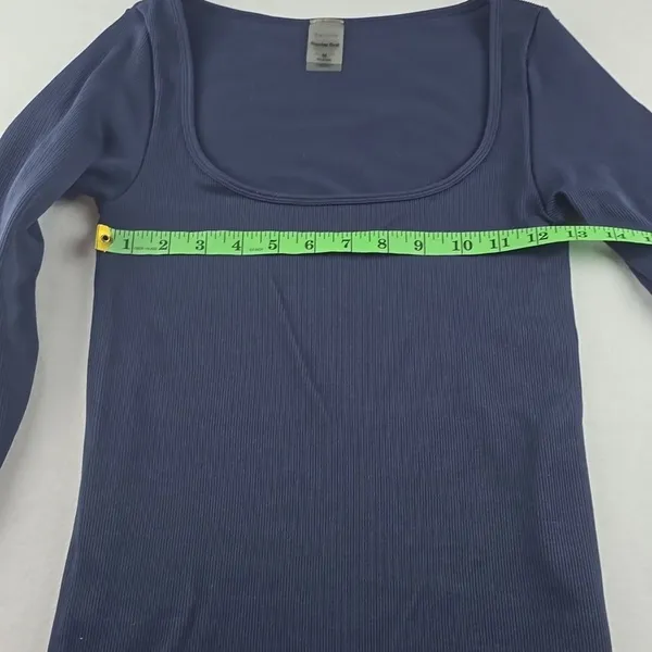 SUNDAY BEST -779 Aritzia Delta Sinch Seamless‎ Long Sleeve Ribbed Dress Navy M - Image 9