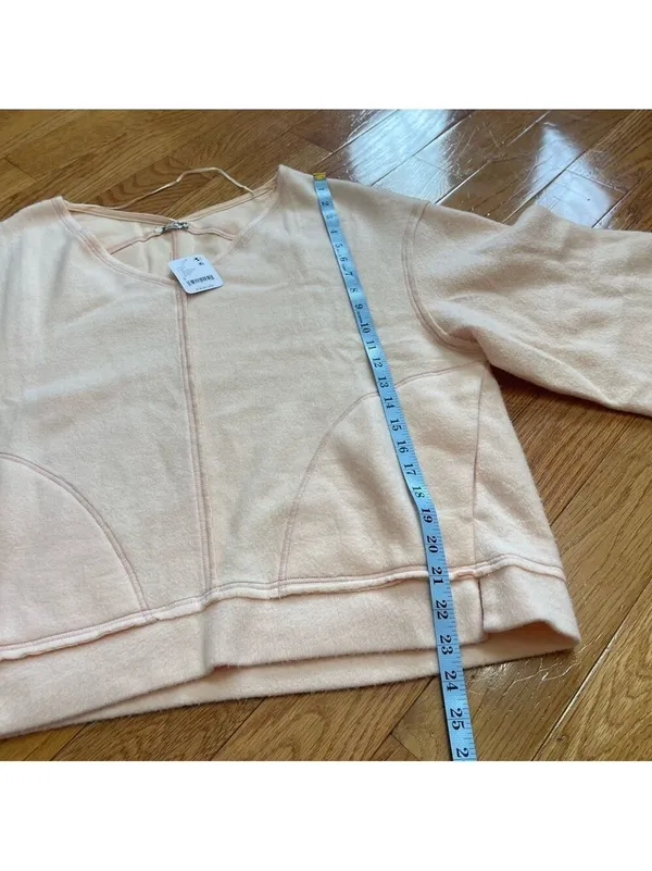 Free People Intimately Day Off Fleece Pullover Sweater Peach lounge cozy Sz S - Image 9