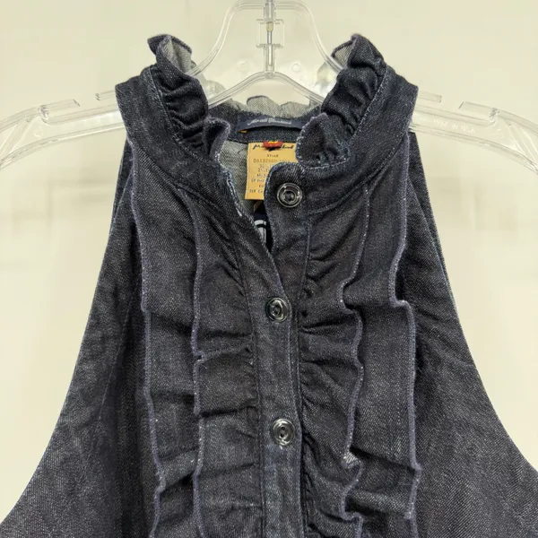 7 For All Mankind Mini Denim Dress Womens M Blue Ruffle Halter Western Preppy - Image 3