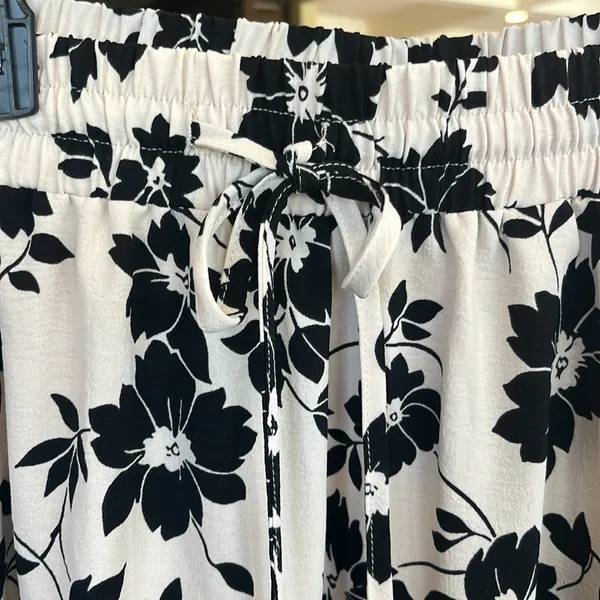 Maxi Skirt Cream Black Floral High Waist Flowy - Image 8