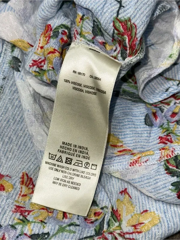 Anthropologie Maeve Women’s Size 4 Light Blue Boswell Floral V-Neck Blouse Top - Image 8