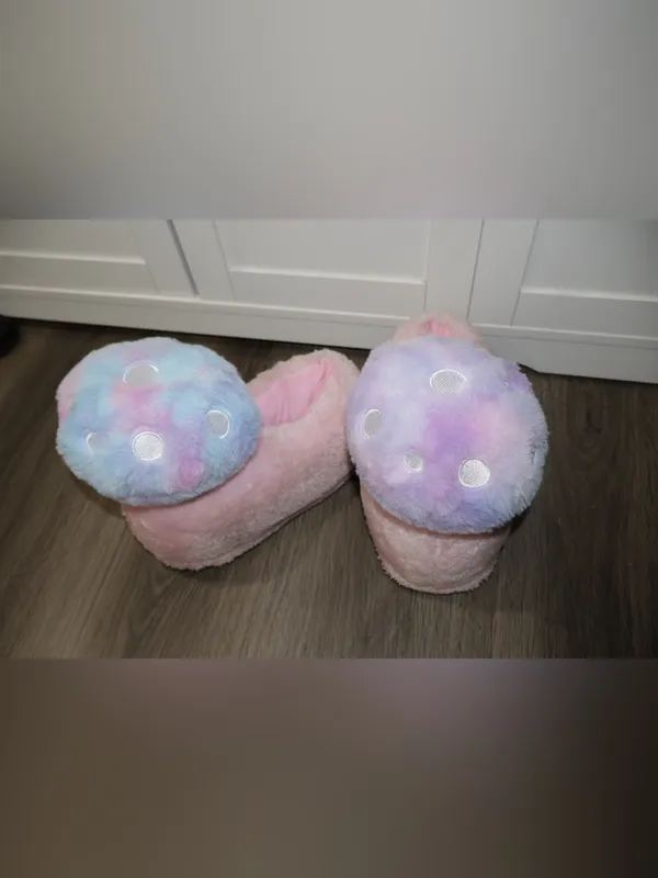 Dolls Kill womens Totally Trippin' Mushroom Slippers - baby pink, blue purple - Image 7