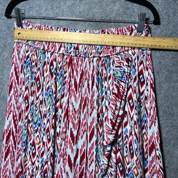 Westport Boho Ikat Print Tiered Ruffle Skirt Rayon Pull‎ On Midi Womens M - Image 2