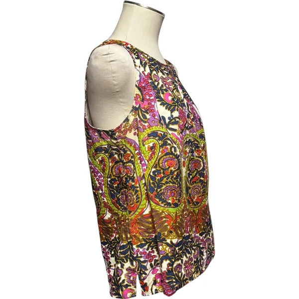 Talbots 100% Cotton Sleeveless Blouse Top Multicolor Paisley 12 - Image 5