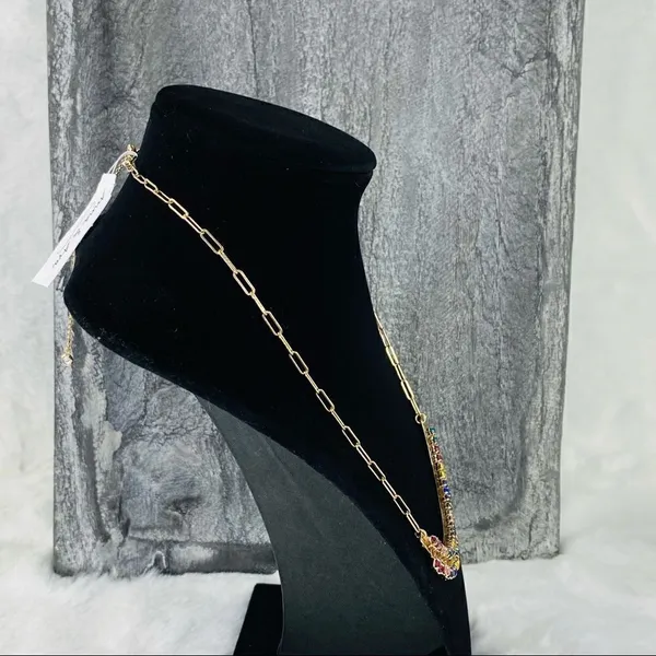 Anna & Ava Multicolor Crystal Fashion Curved Bar‎ Necklace Gold NWT - Image 6