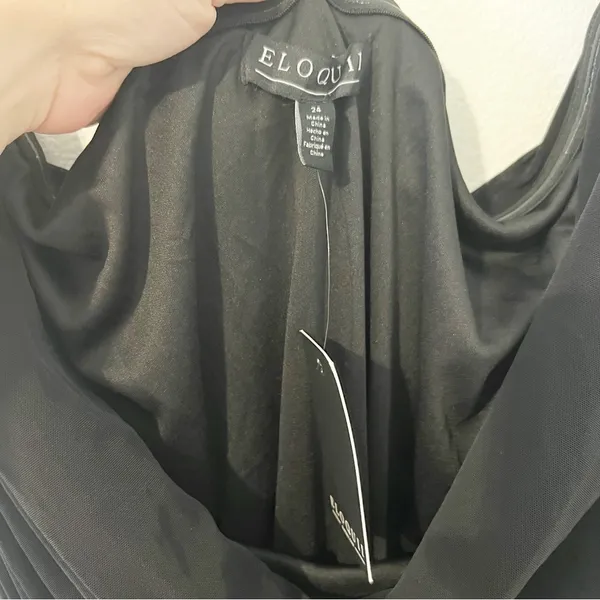 Eloquii Black Strapless Ruched Mesh Midi Dress Size 24 NWT - Image 3