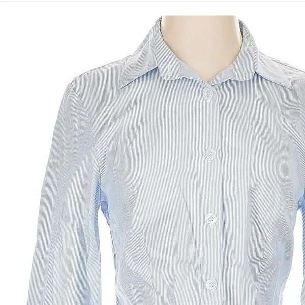 Mode Mischief Oversized Cinch Shirt Striped Cotton‎ Button Down XS Long Sleeve - Image 10