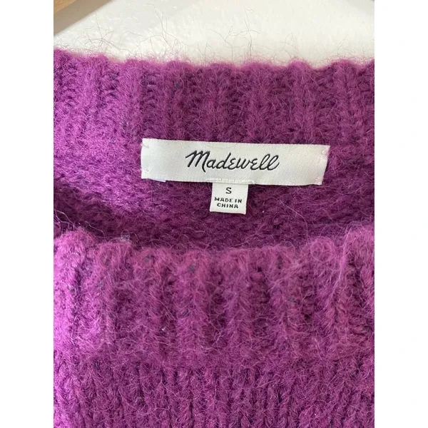 Madewell Wool-Blend Wedge Sweater Mulled Wine Sz SM Cozy Cabin - Image 5