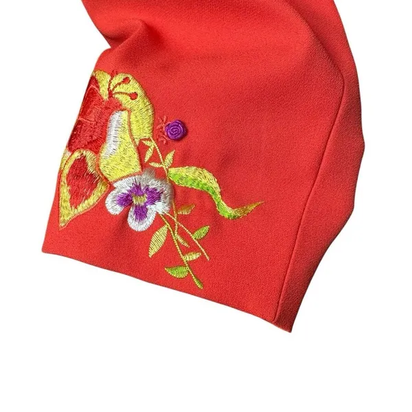 John Meyer Norwich‎ Orange Floral Embroidered Blazer 14 | Statement Art to Wear - Image 6