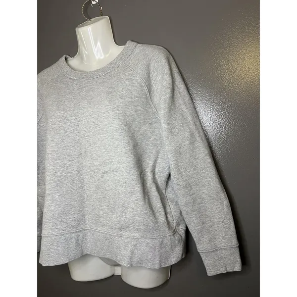 Athleta Sweatshirt Womens Medium Gray Fleece Raglan Crewneck Pullover Lined - Image 4