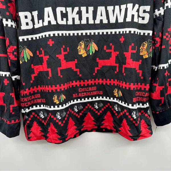 NFL Team Apparel Chicago‎ Blackhawks Long Sleeve Ugly Christmas Sweater Size S - Image 3