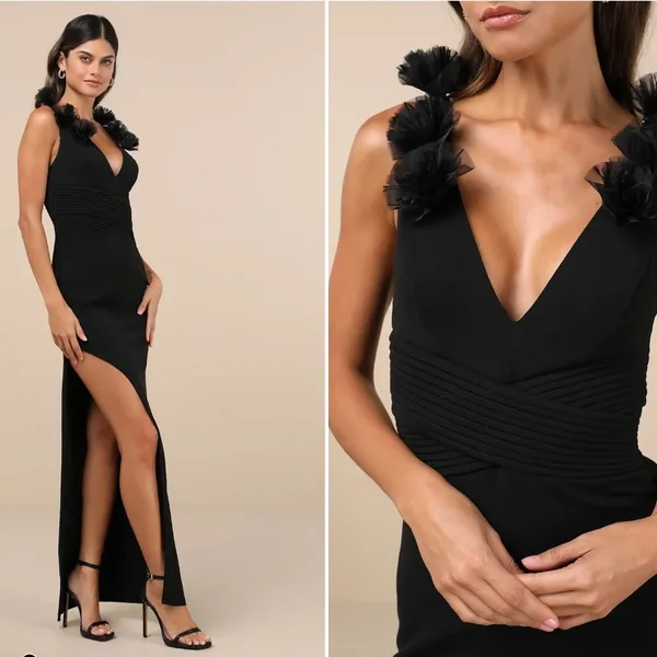 LULU's Sexy Prom Wedding Modern Chic Mermaid Floral Maxi Dress - Image 3