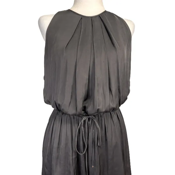 Massimo Dutti Pleated Romper Womens‎ M Black Drawstring Waist Minimalist - Image 2