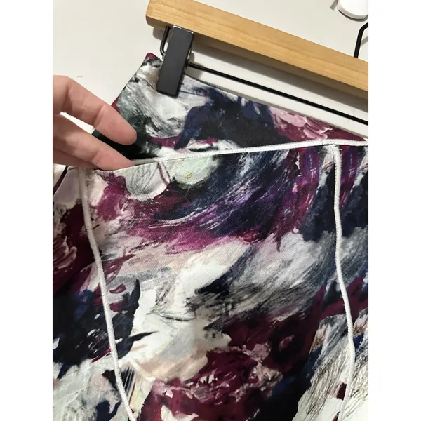 CARVEN Skirt 36 US 4 Abstract Brushstroke Art Print Mini Silk Blend Pocket‎ Wrap - Image 6