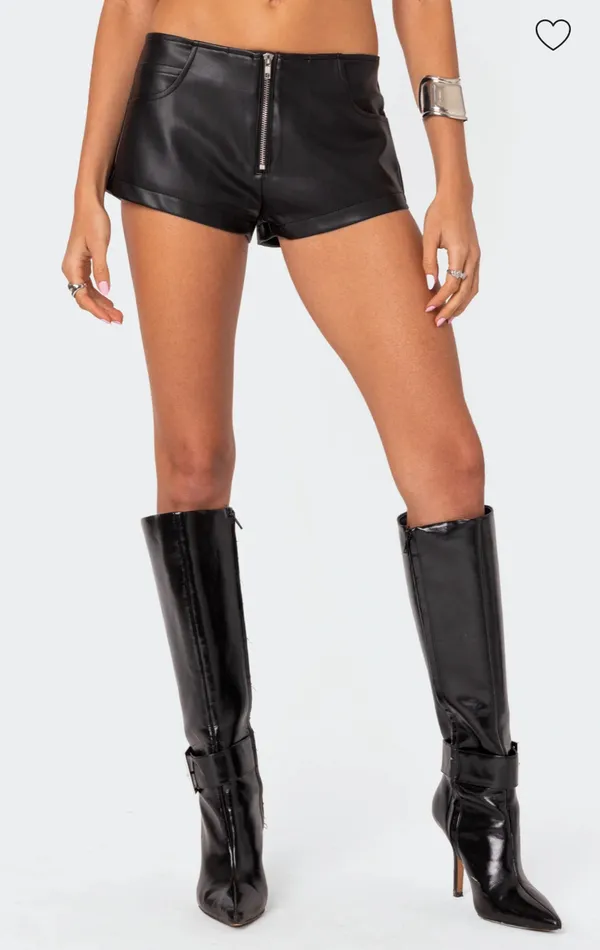 Edikted ZIPPY FAUX LEATHER MICRO SHORTS - Image 4