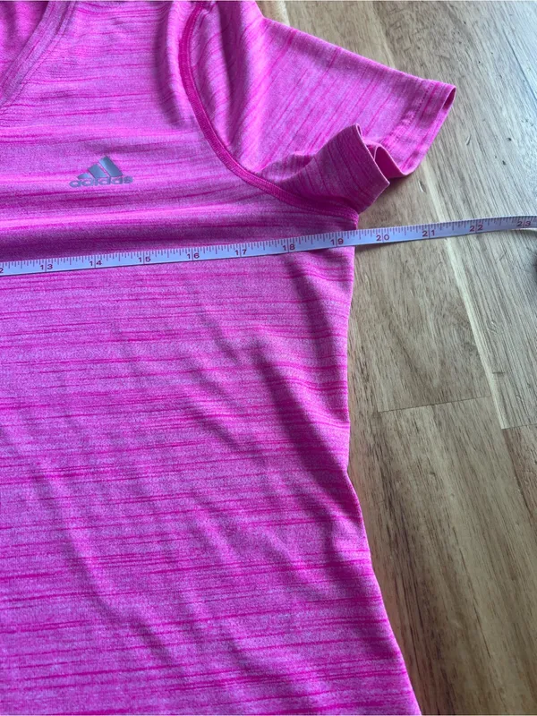 Adidas Climalite Ultimate Tee Pink Heather V Neck Athletic Shirt Women’s Large - Image 4