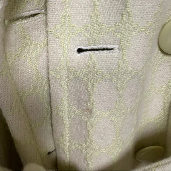 Banana Republic‎ Lime Green And White Wool Blend Trench Coat Size XS - Image 8