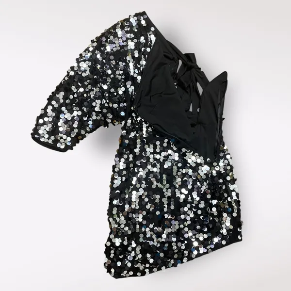 Revolve h:ours Darrell Mini Dress in Black Galaxy‎ Size M - Image 7