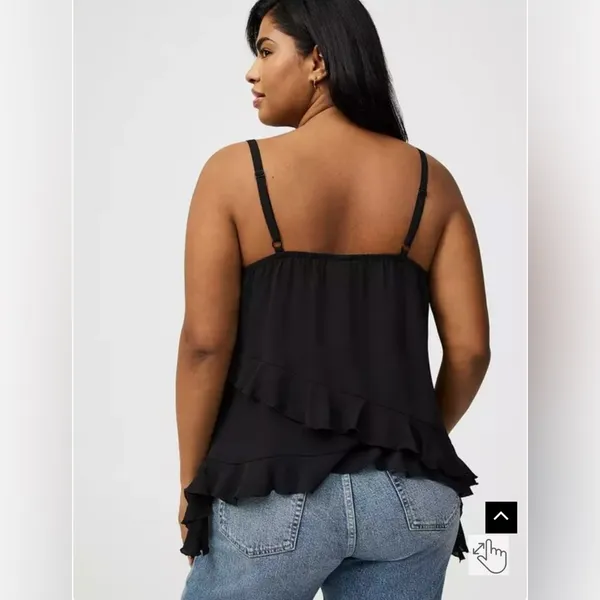 Torrid NWT Georgette Ruffle Cami Deep Black 1x v neck - Image 3