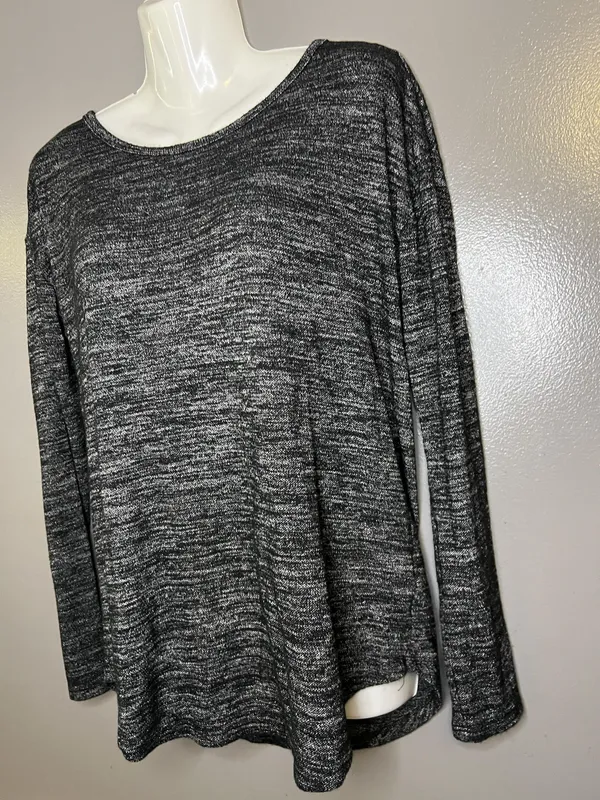 Gap Shirt Womens Petite Small Charcoal Gray Boat Neck Long Sleeve Stretch Top - Image 4